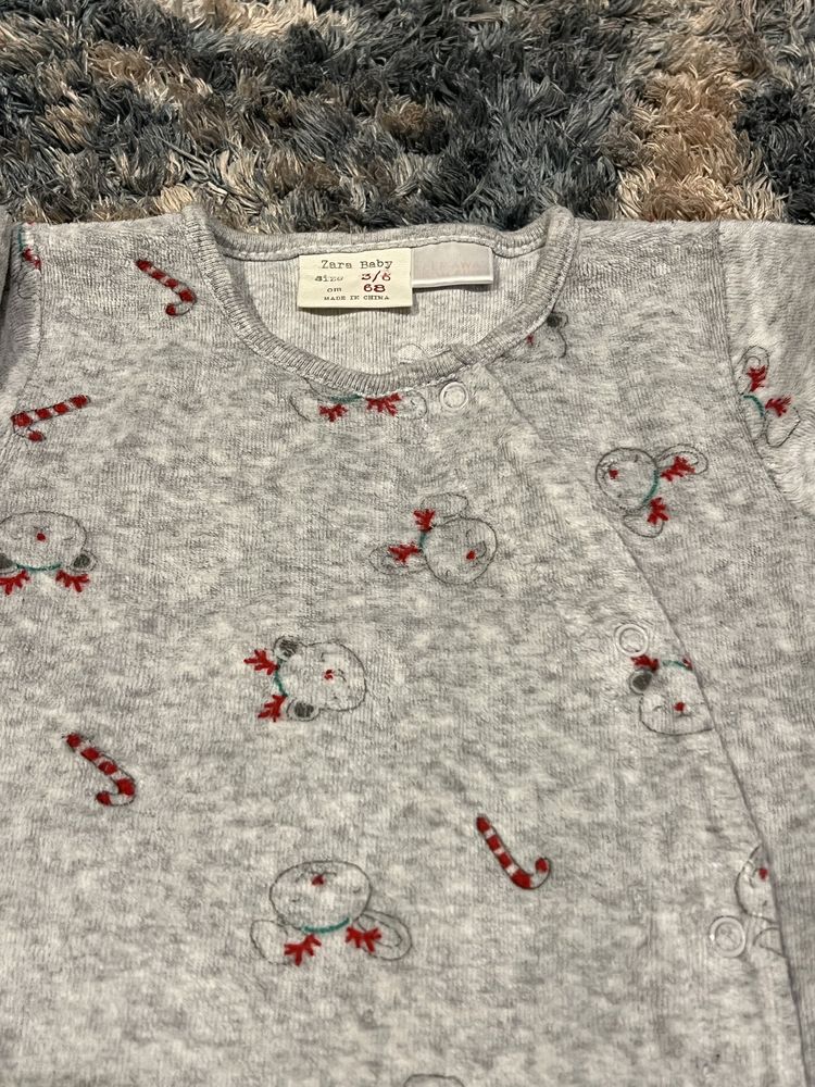 Zara Baby pajacyk świąteczny 68 cm piżamka ubranie świąteczne pidżama