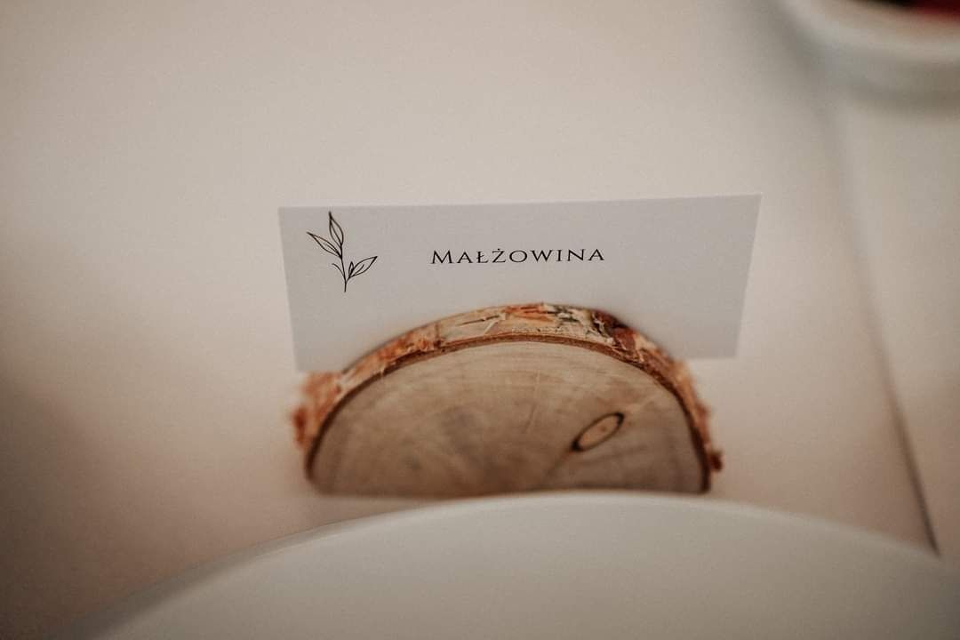 Stojaki na winietki ślubne hand made drewno brzoza