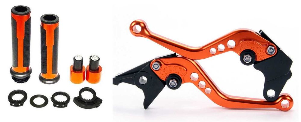 Klamki sportowe długie plus manetki - wszystkie motocykle - czerwony