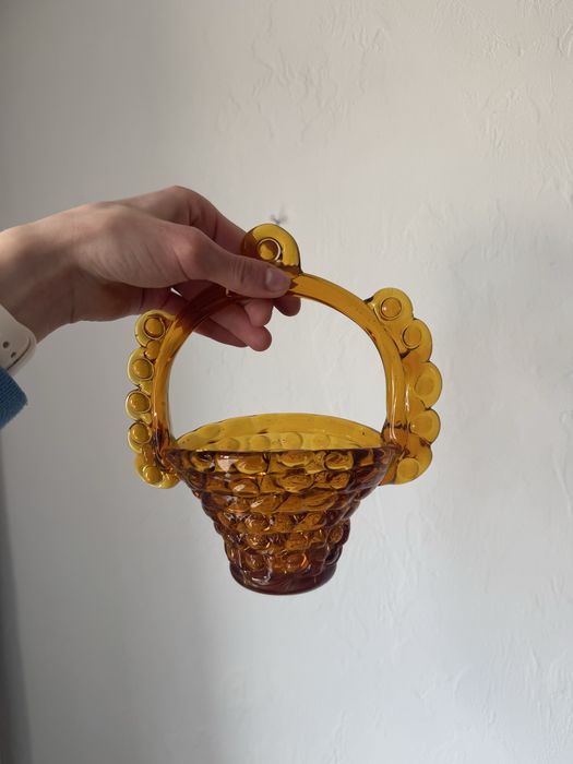 Цукерниця/ ваза для солодощів/ цукерниця з чеського скла/скляний кошик