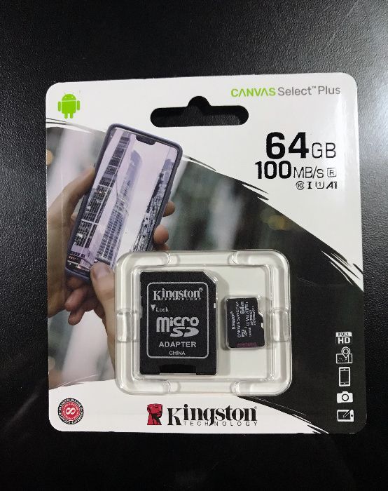 Cartão de memória Kingston 64GB com adaptador Micro SD