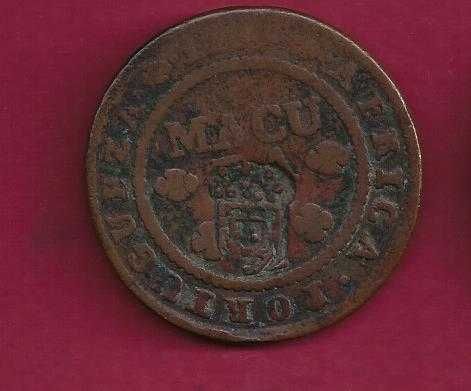 MOEDA Monarquia  Angola D. José  1 Macuta 1763 c/carimbo