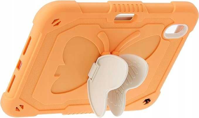 Etui na Apple iPad Mini 6 z Podpórką Pomarańczowy z Motylkiem