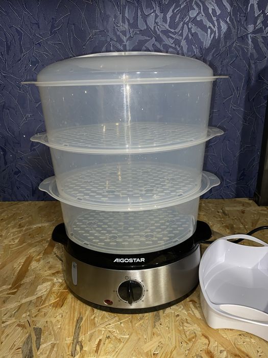 Пароварка aigostar 800w три рівнева, електрична, зтаймером