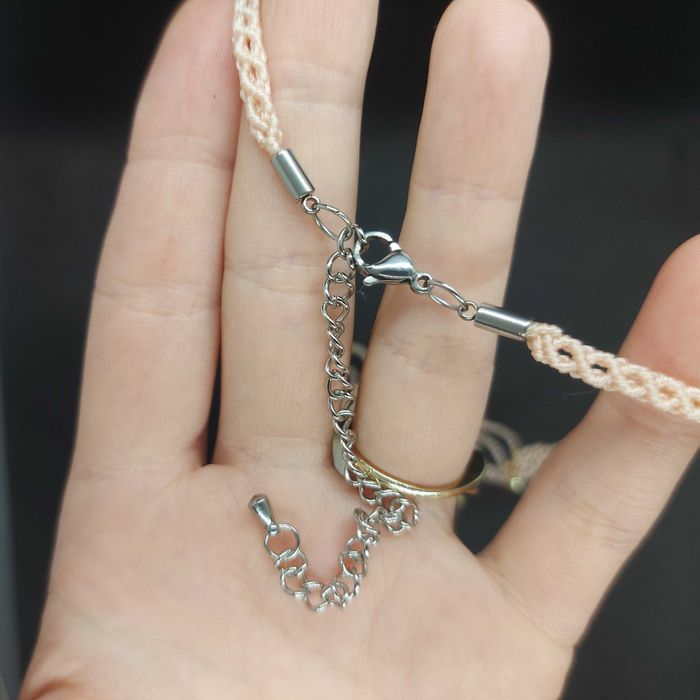 KWARC RÓŻOWY naszyjnik / makrama