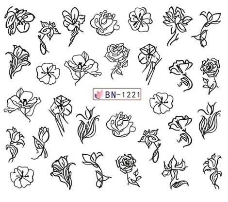 bn1221 naklejki wodne na paznokcie kwiaty