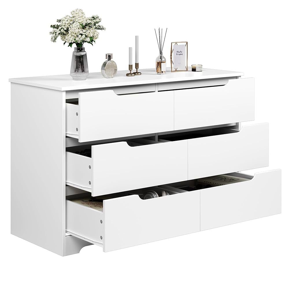 Drewniana komoda biała Premium komoda 6 szuflad kredens salon sypialni