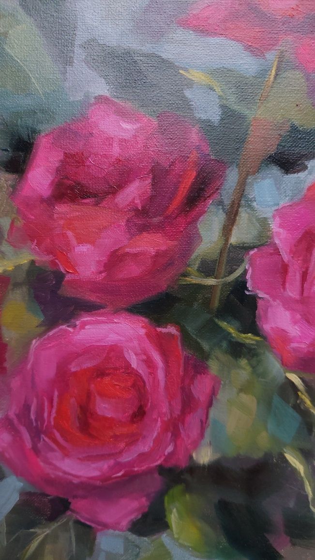 картина маслом цветы Розы