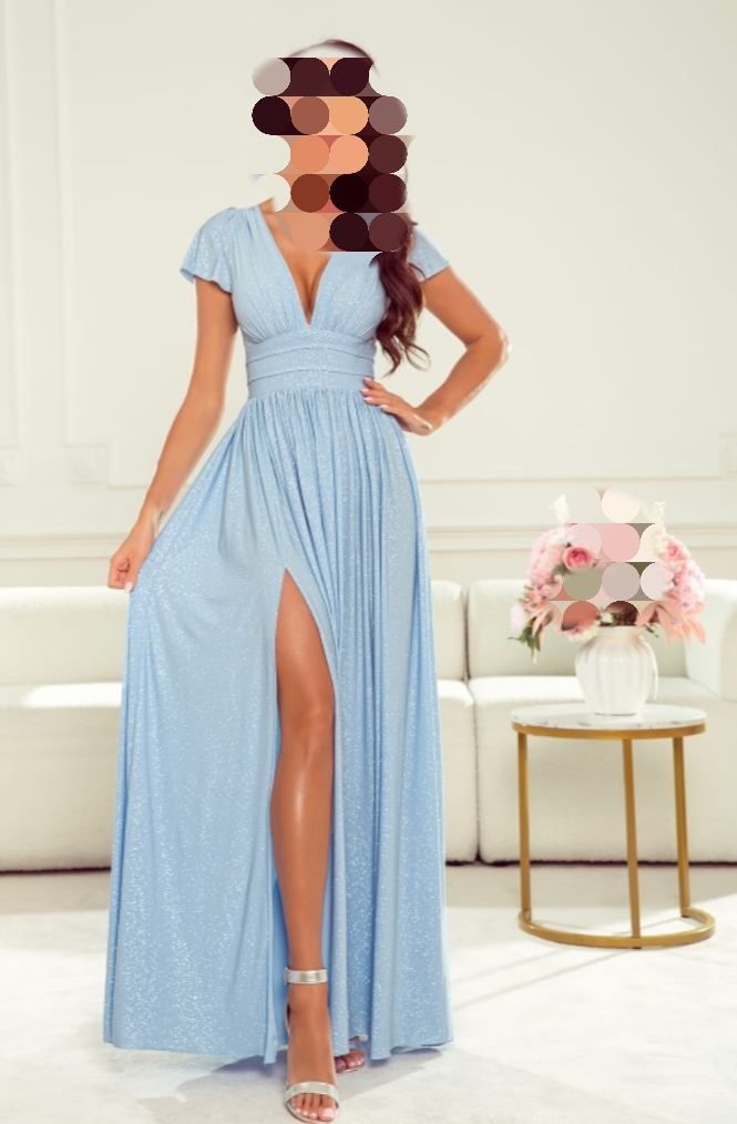 Sukienka maxi błękitna Paris piękna L/XL