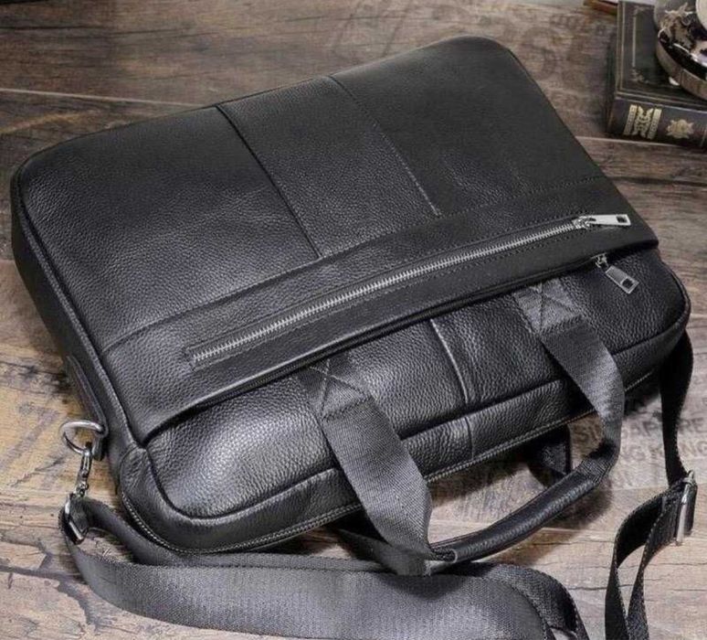 Якісна чоловіча шкіряна сумка- портфель, для ноутбука чи документів