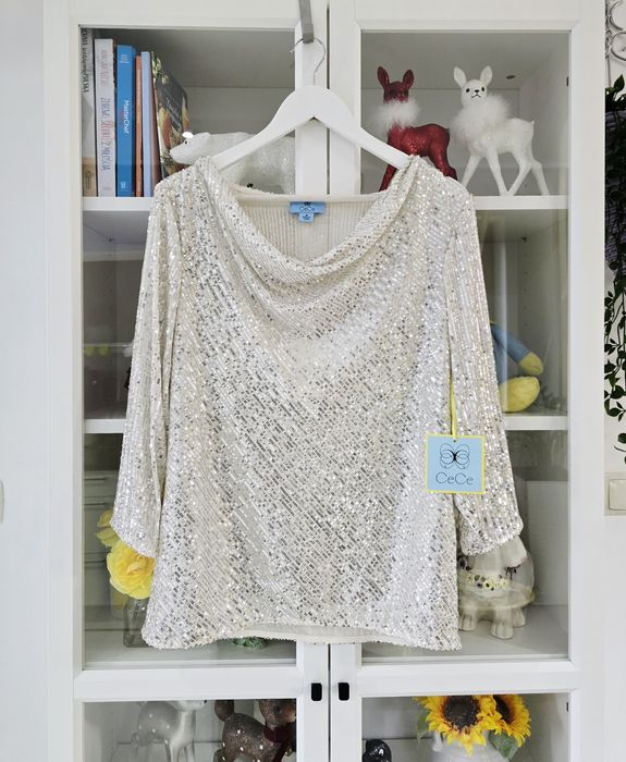 CECE lejaca cekinowa bluzka z USA M nowa