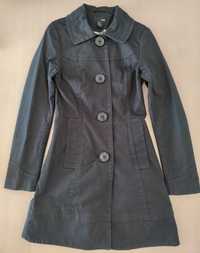 Płaszcz wiosenno-jesienny, kurtka przejściowa; 34/6/XS; H&M; czarny