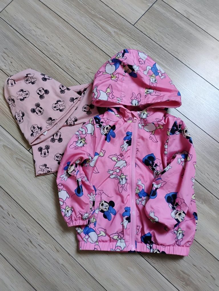 Kurtka dla dziewczynki lekko ocieplana czapka komin myszka Minnie