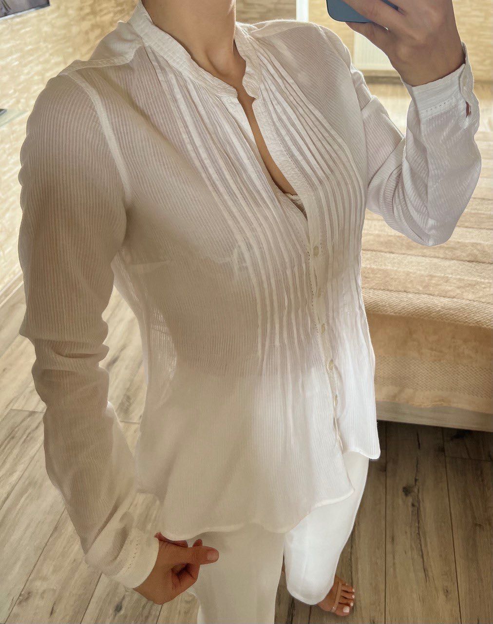 біла вільна легка напівпрозора блуза сорочка