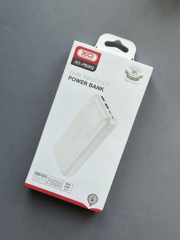 Power Bank XO PB302 20000mAh 2xUSB виходи, LED індикатор