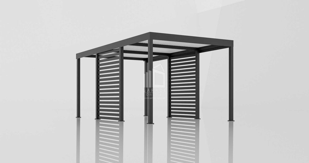 Carport Premium - Wiata Samochodowa 3X5 Antracyt Zabudowa - Id956