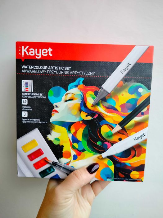 Kompleksowy Zestaw Kayet ART Akwarele Przybornik Artystyczny 49 elemen