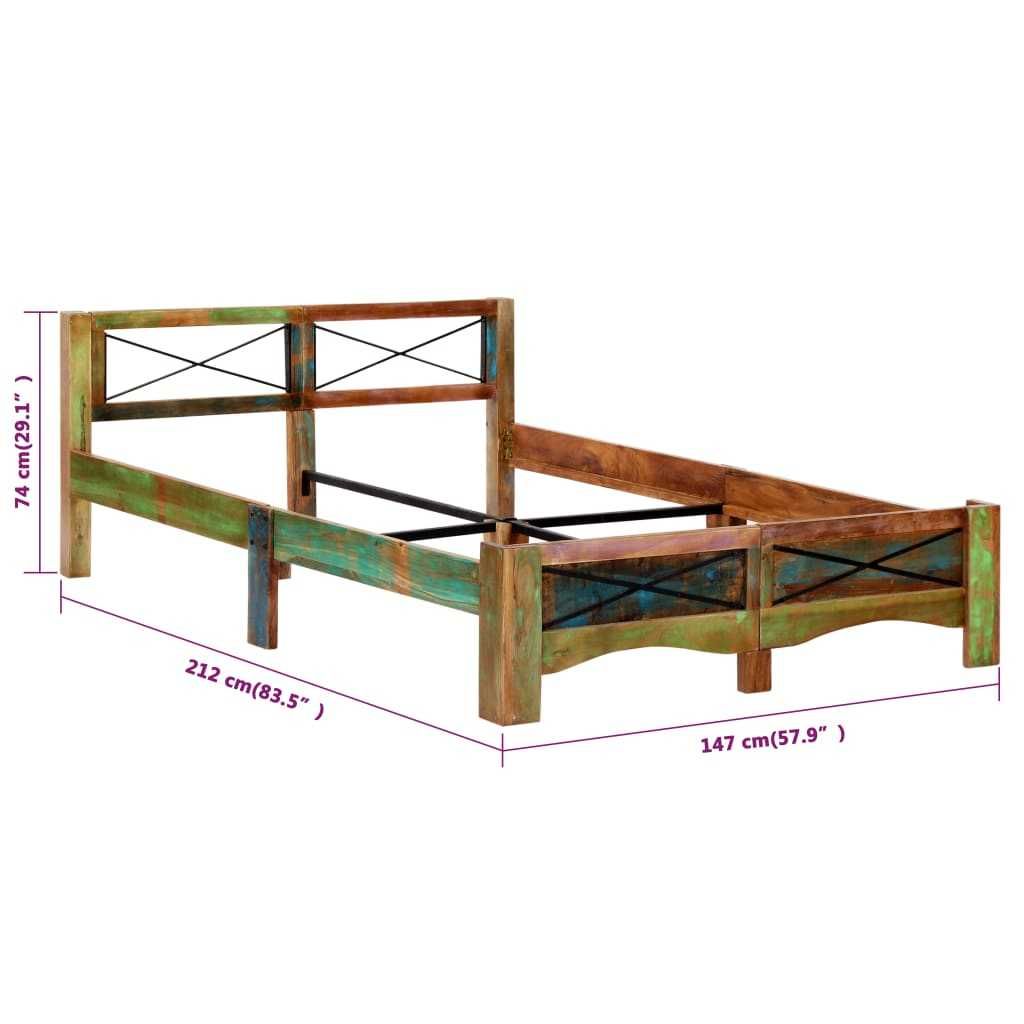 Rama łóżka z litego drewna z odzysku, 140 x 200 cm
