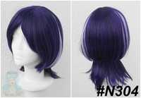 Fioletowa niebieska krótka peruka wig Scaramouche Genshin Impact