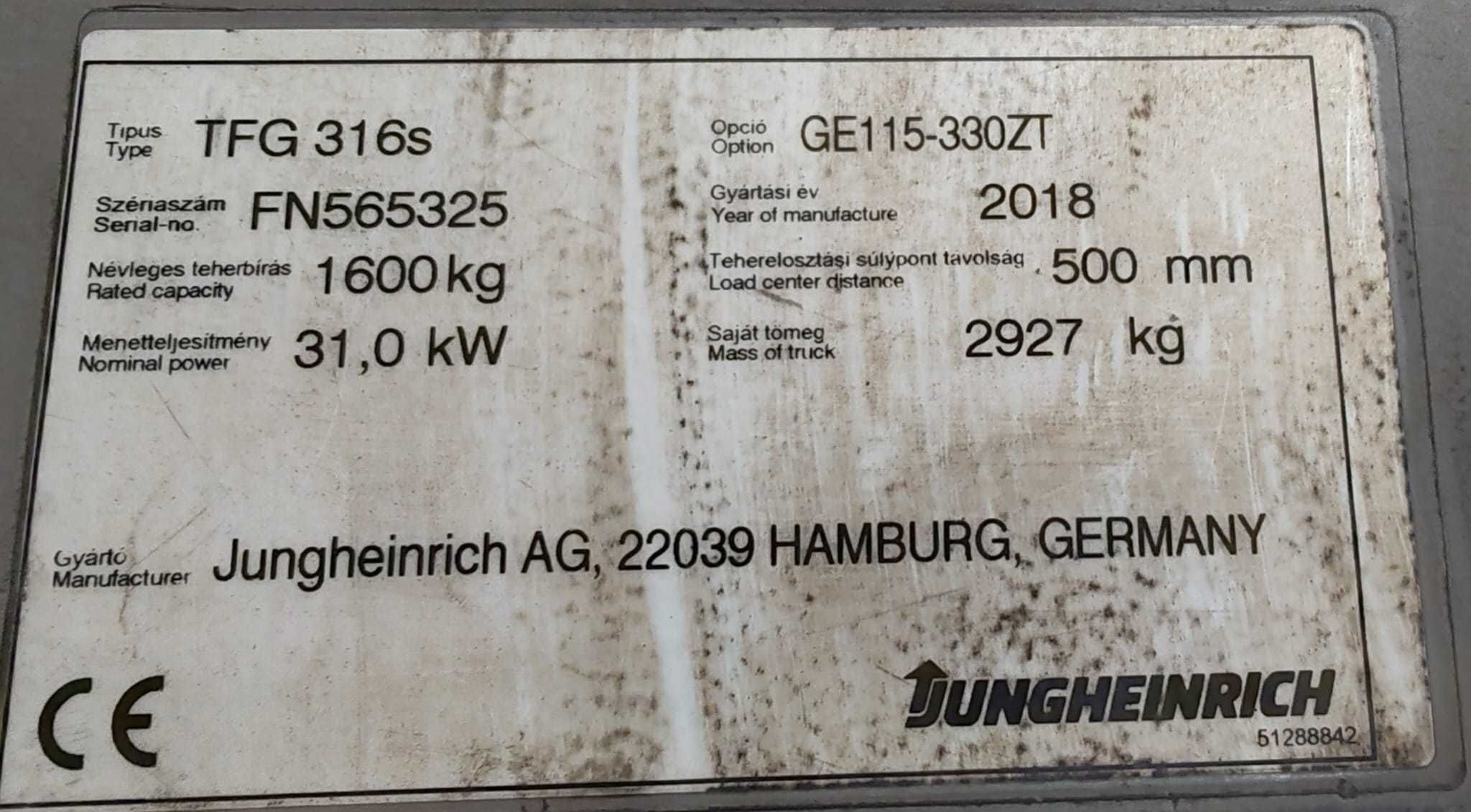 Wózek Widłowy Jungheinrich TFG316s LPG