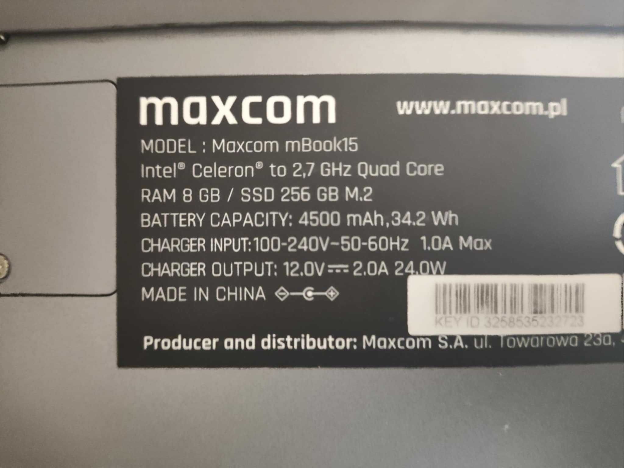Laptop Maxcom notebook Office mBook15 Dark Grey -Gwarancja