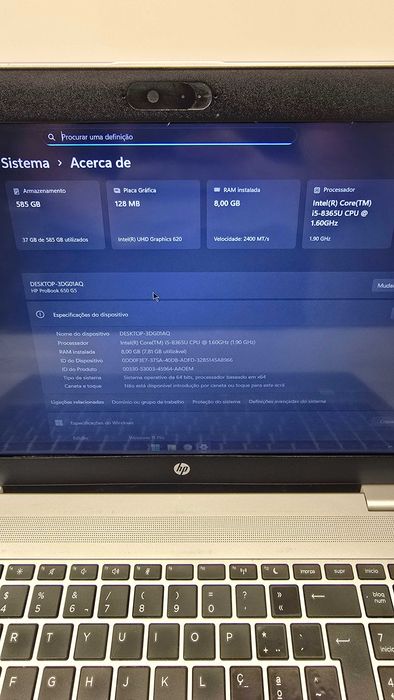 Portatil HP i5 8th gen, 8Gb RAM, SSD+HDD