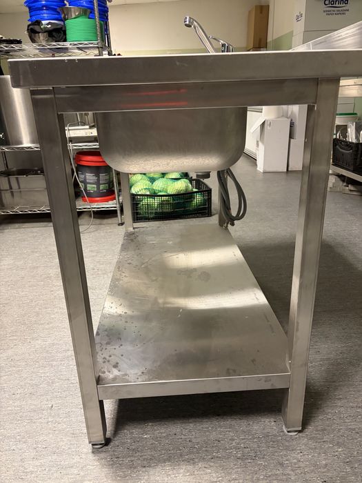 Zlew dwukomorowy gastronomiczny z nierdzewki 120 cm 60 cm z półką nowy