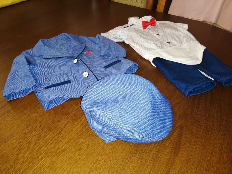 Elegancki strój, garnitur do chrztu dla chłopca w rozmiarze 62