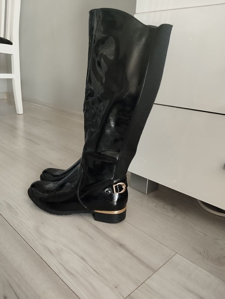 Buty wiosenne kozaki czarne stan bdb r.36