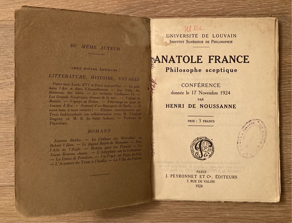 Книга Anatole France - Philosophe sceptique (Франция, 1924) философия