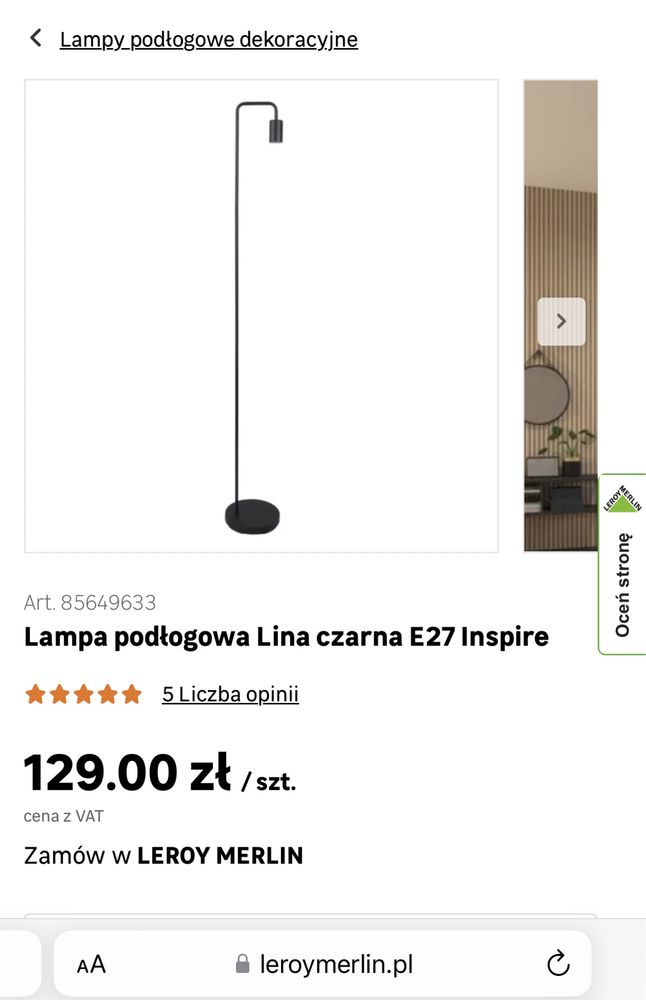 Lampa loftowa czrana leroy merlin