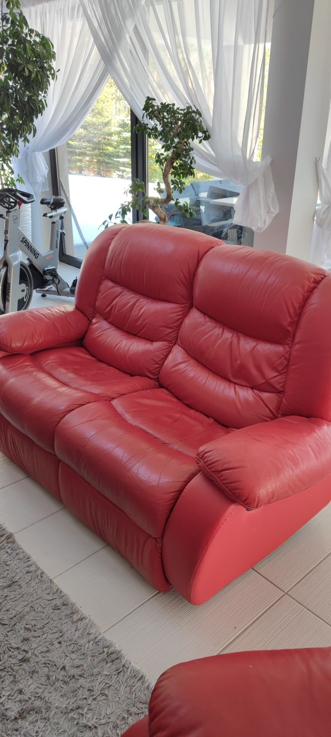 Zestaw wypoczynkowy skórzany  sofa fotele