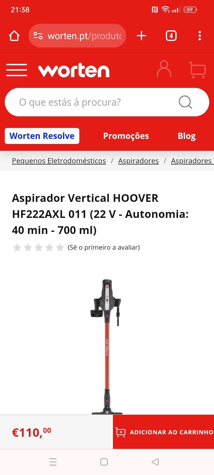 Aspirador vertical Hoover 200