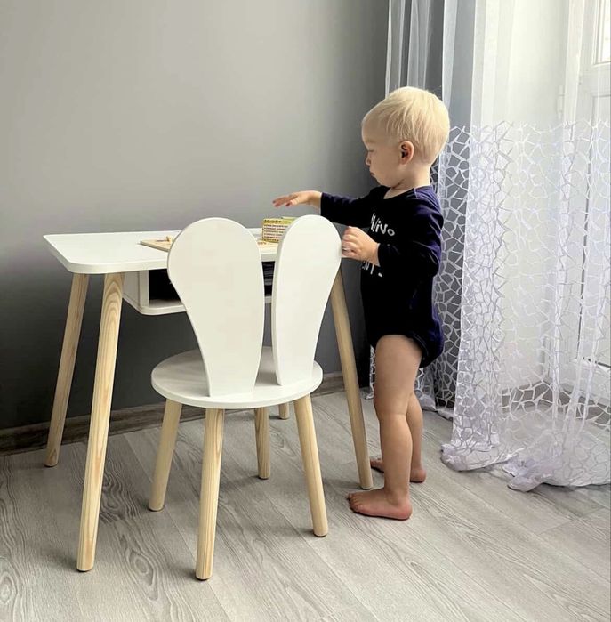 Дитячий стіл, стіл та стілець, стільчик зайка
