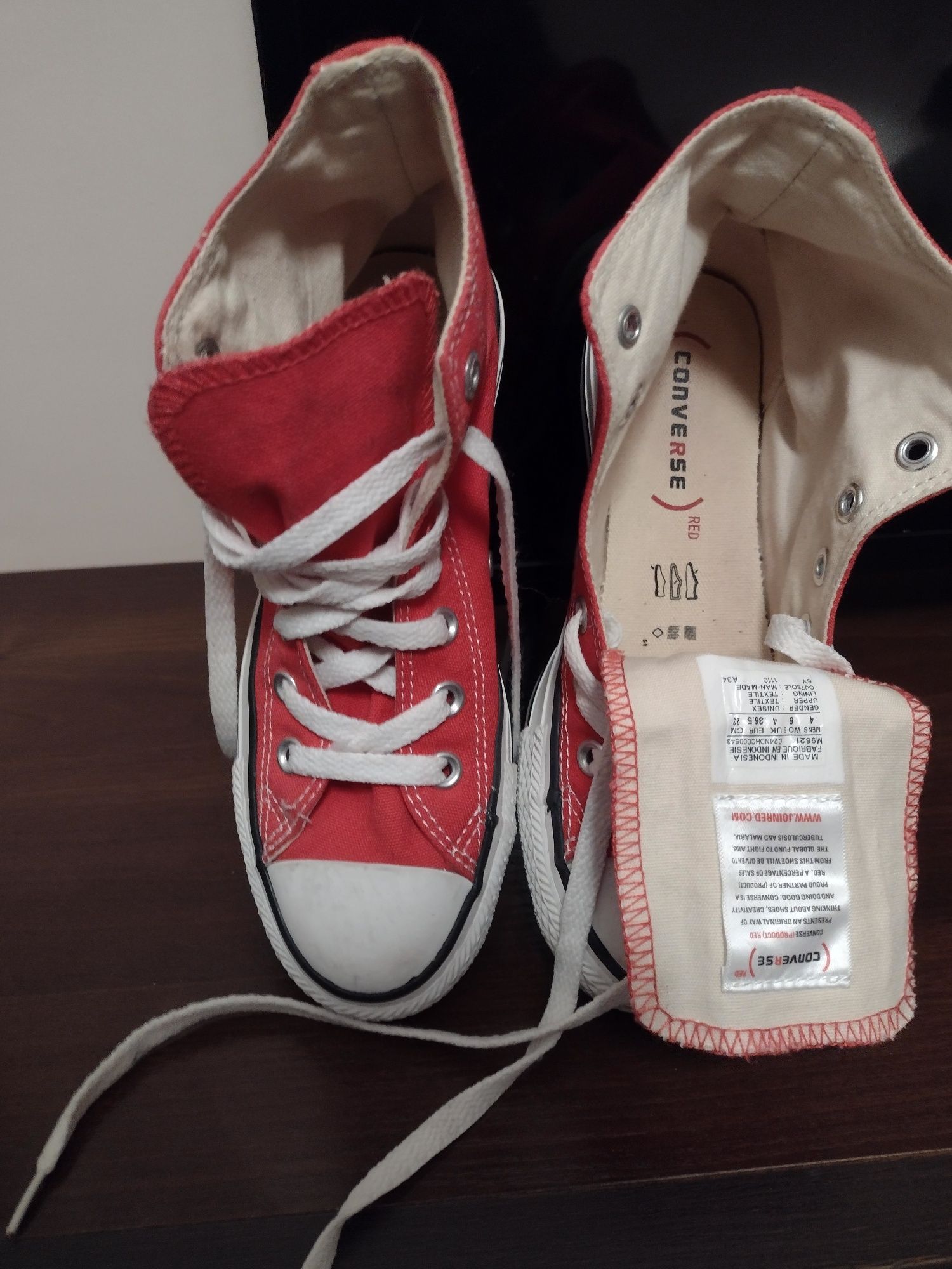 Trampki czerwone CONVERSE ALL STAR rozmiar 36,,5 wkładka 23 cena 100 z