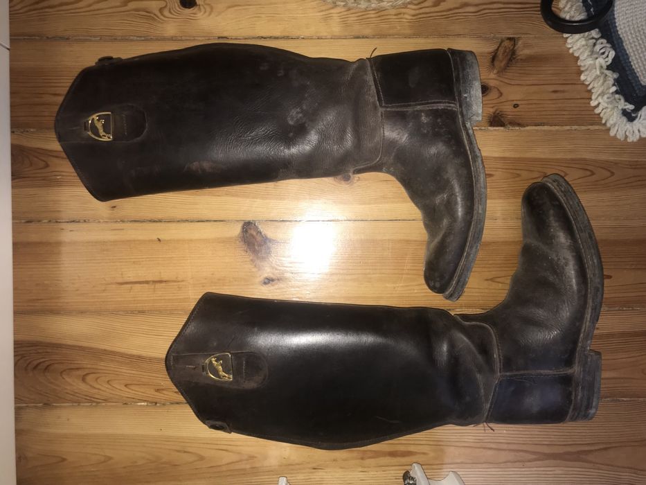 Botas de equitação castanhas de cabedal