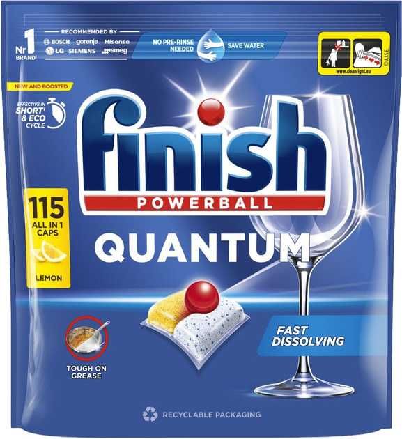 Засіб для посуду в посудомийках FINISH Quantum All in 1 Лимон 115 шт