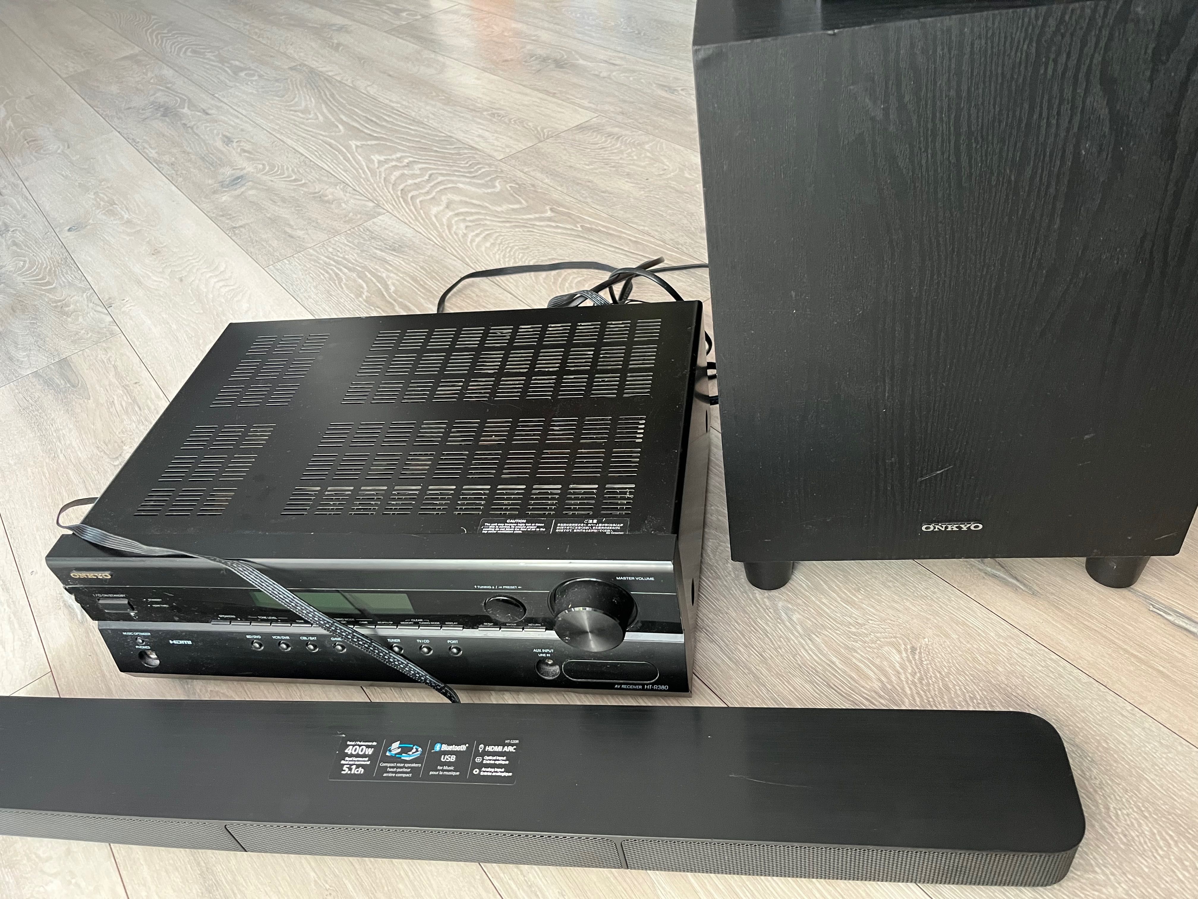 Amplituner Onkyo ht 380 z zestawem głośników