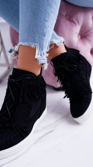 Czarne zamszowe sneakersy botki adidasy 39