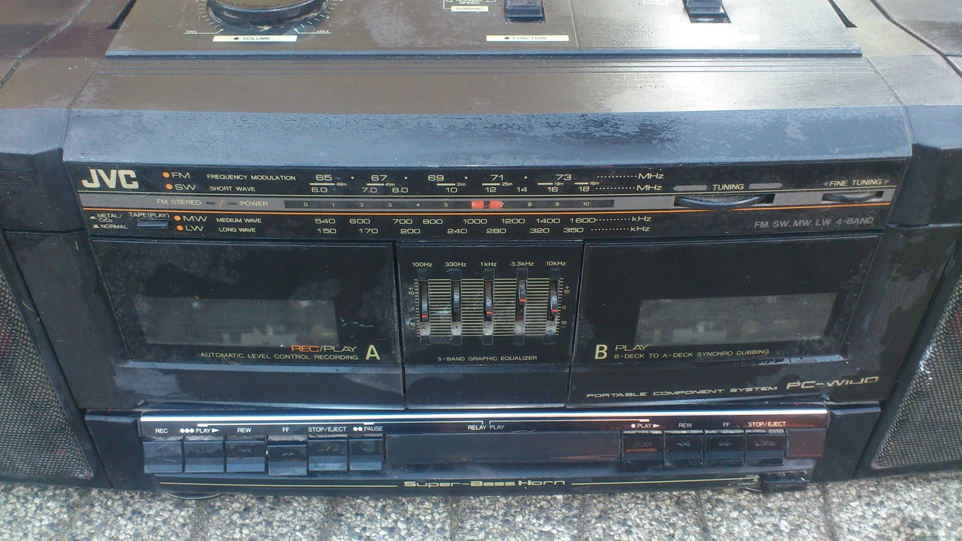 radio boombox JVC PC-RW100 subwoofer kaseta vintage radiomagnetofon