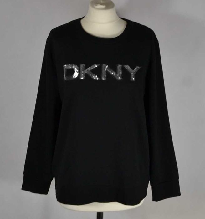 DKNY Logo Cekiny Bluza Damska M Oryginalna Super Stan Bawełna