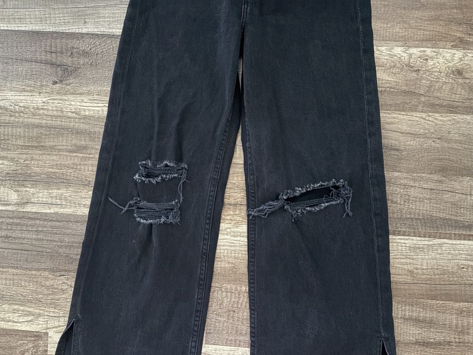 Czarne jeansy H&M wysoki stan szeroka nogawka 134cm