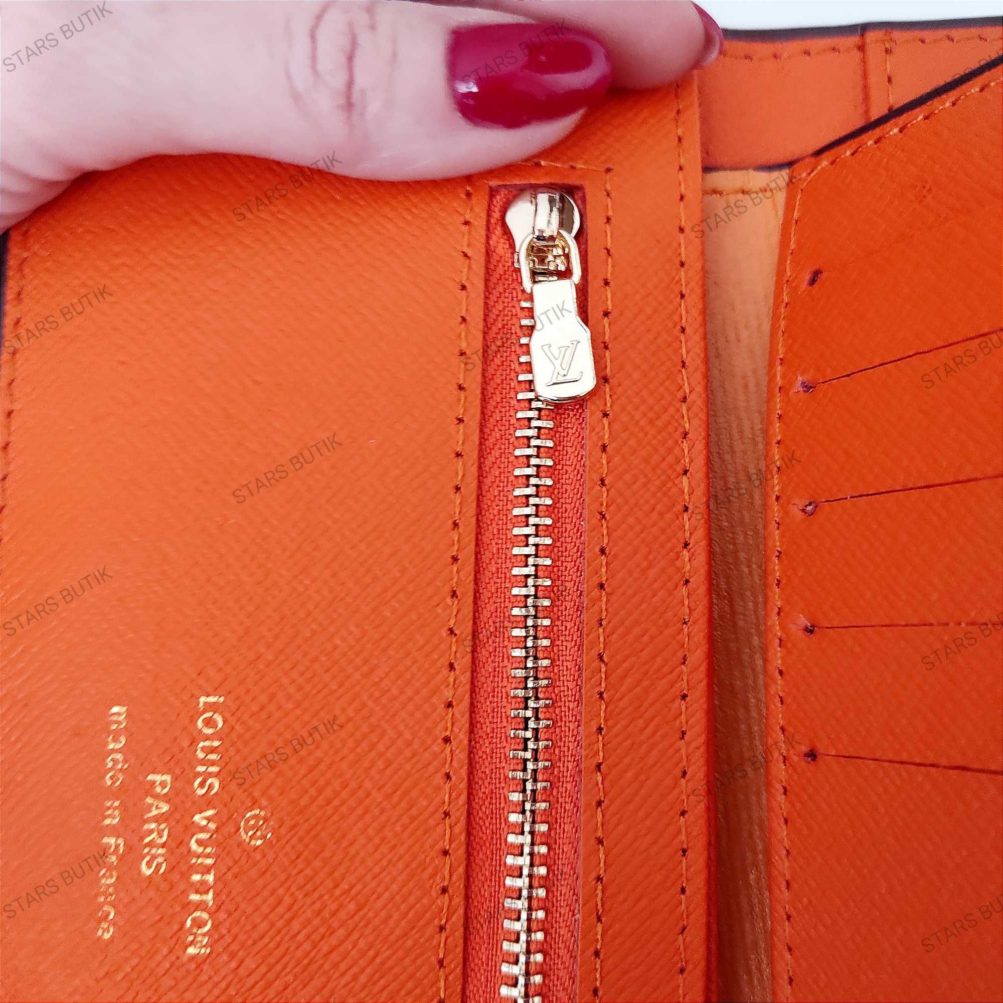 Wyprzedaż damski duży portfel LV epileather czekolada pomarańcz cudo