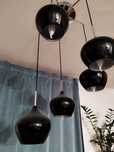 Lampa 5 opraw czarna wiszaca szklana
