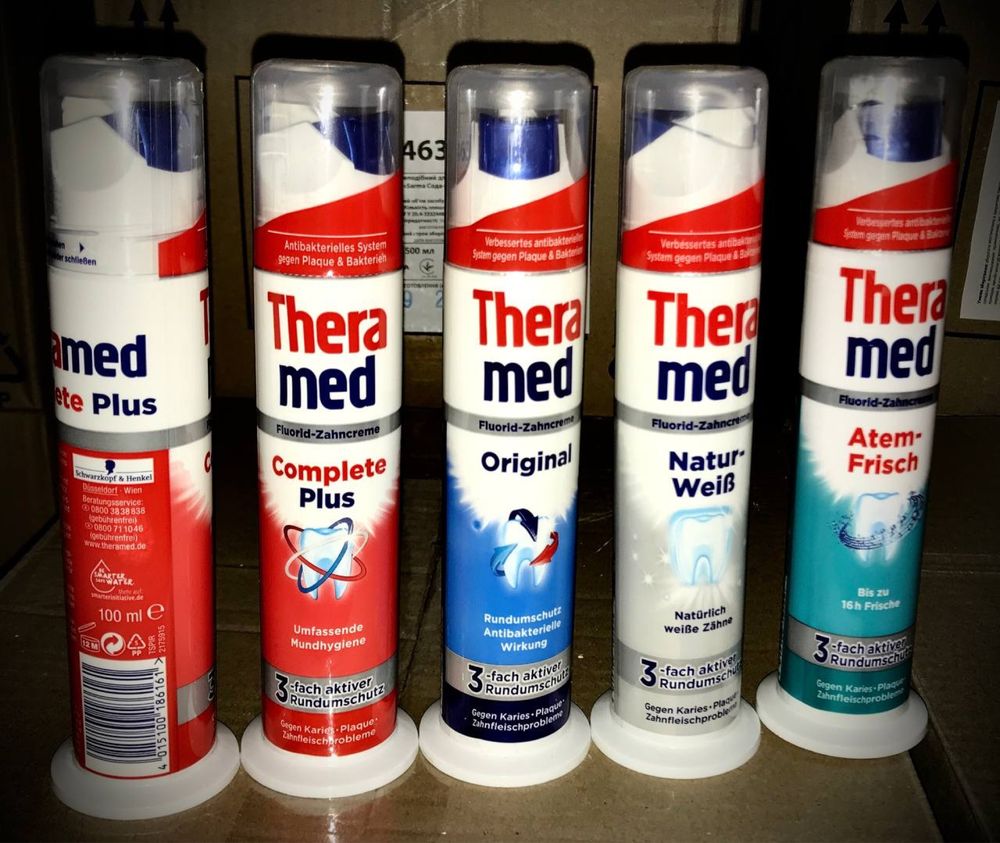 Зубная паста Aquafresh и Theramed 100 мл. в тубе.