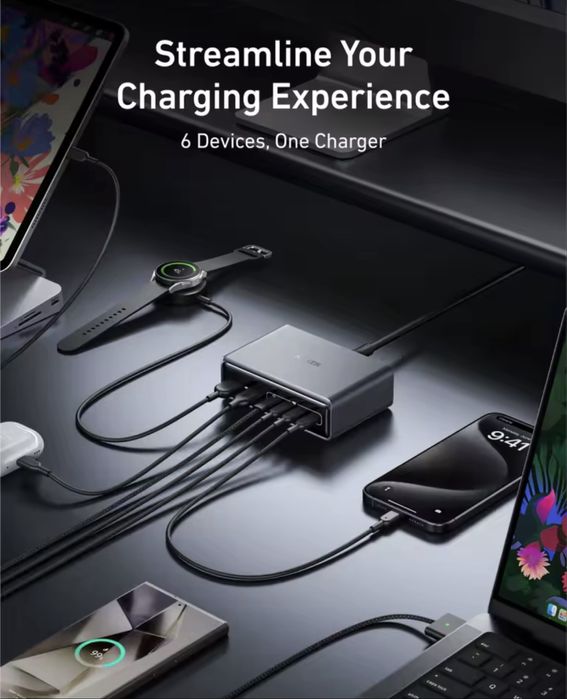 Зарядний пристрій Anker Prime Charger 200W, 6 Ports, GaN