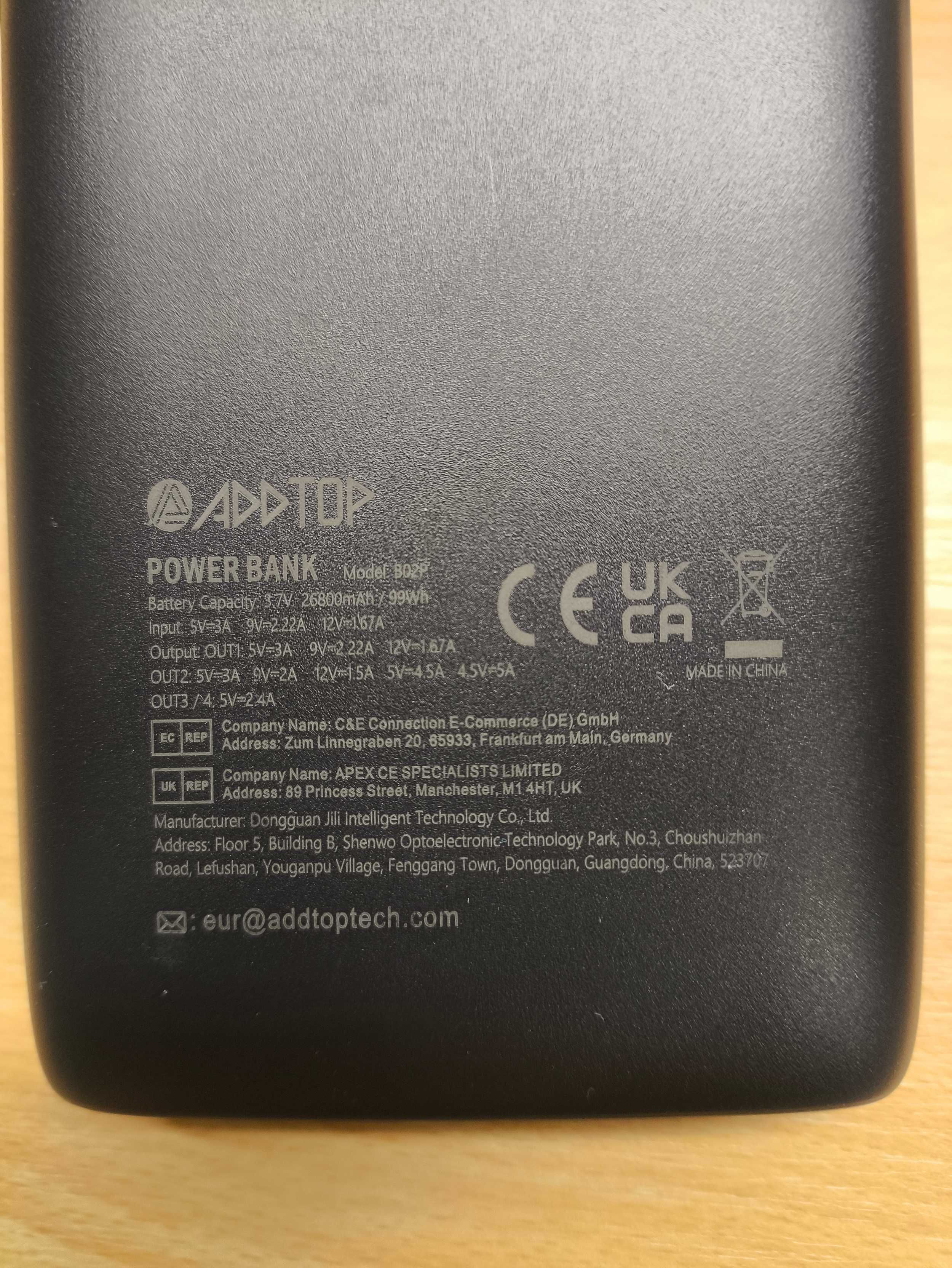 Power Bank 26800 mAh usb A usb C ADDTOP [2243]