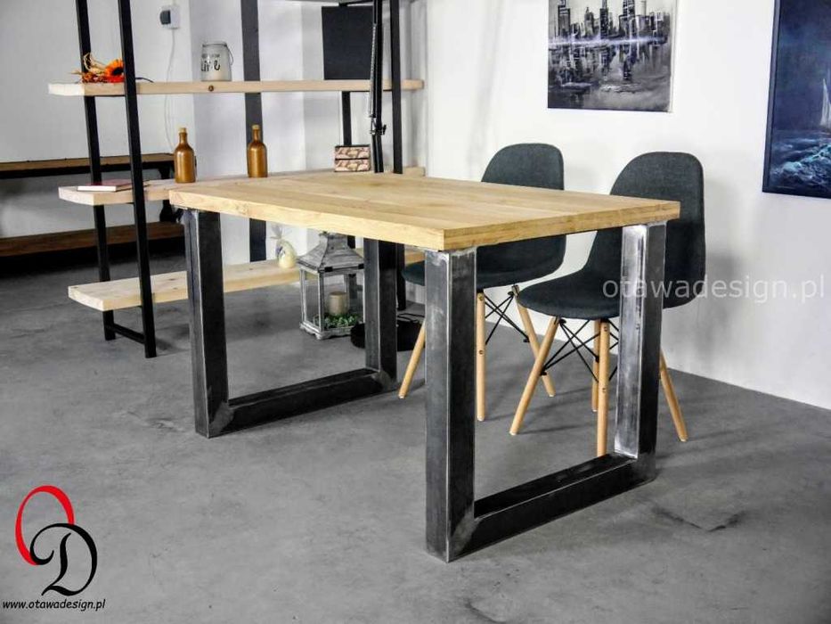 Nowoczesny stół loftowy LOFT z litego drewna stalowe nogi