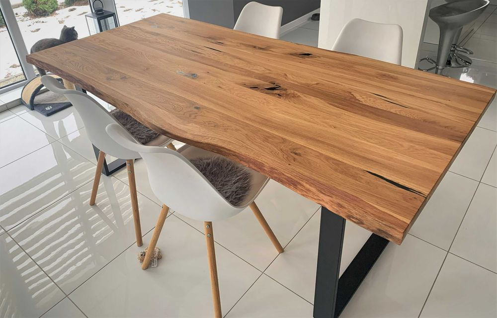 Oryginalny stół dębowy do jadalni, salonu, loft, industrial 200x100