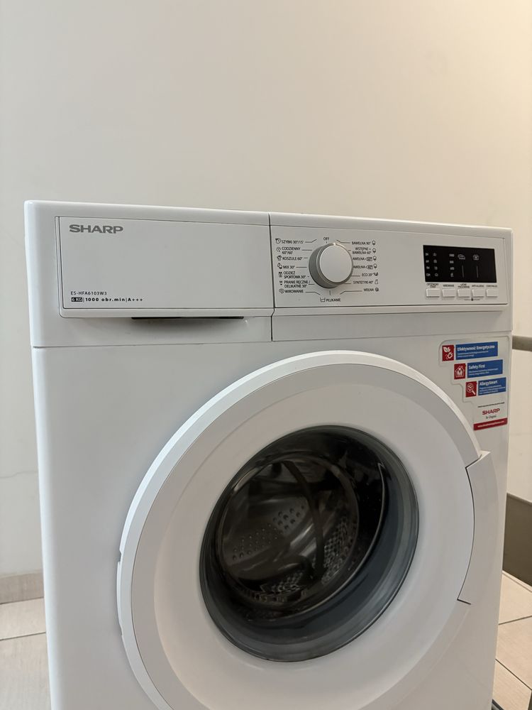 Pralka Sharp ES-HFA6103W3, 6 kg, uszkodzone łożysko